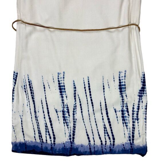 Tommy Hilfiger Denim Dress Women XS White Blue Tie Dye Belted Summer Beach Vacay - Picture 11 of 16
